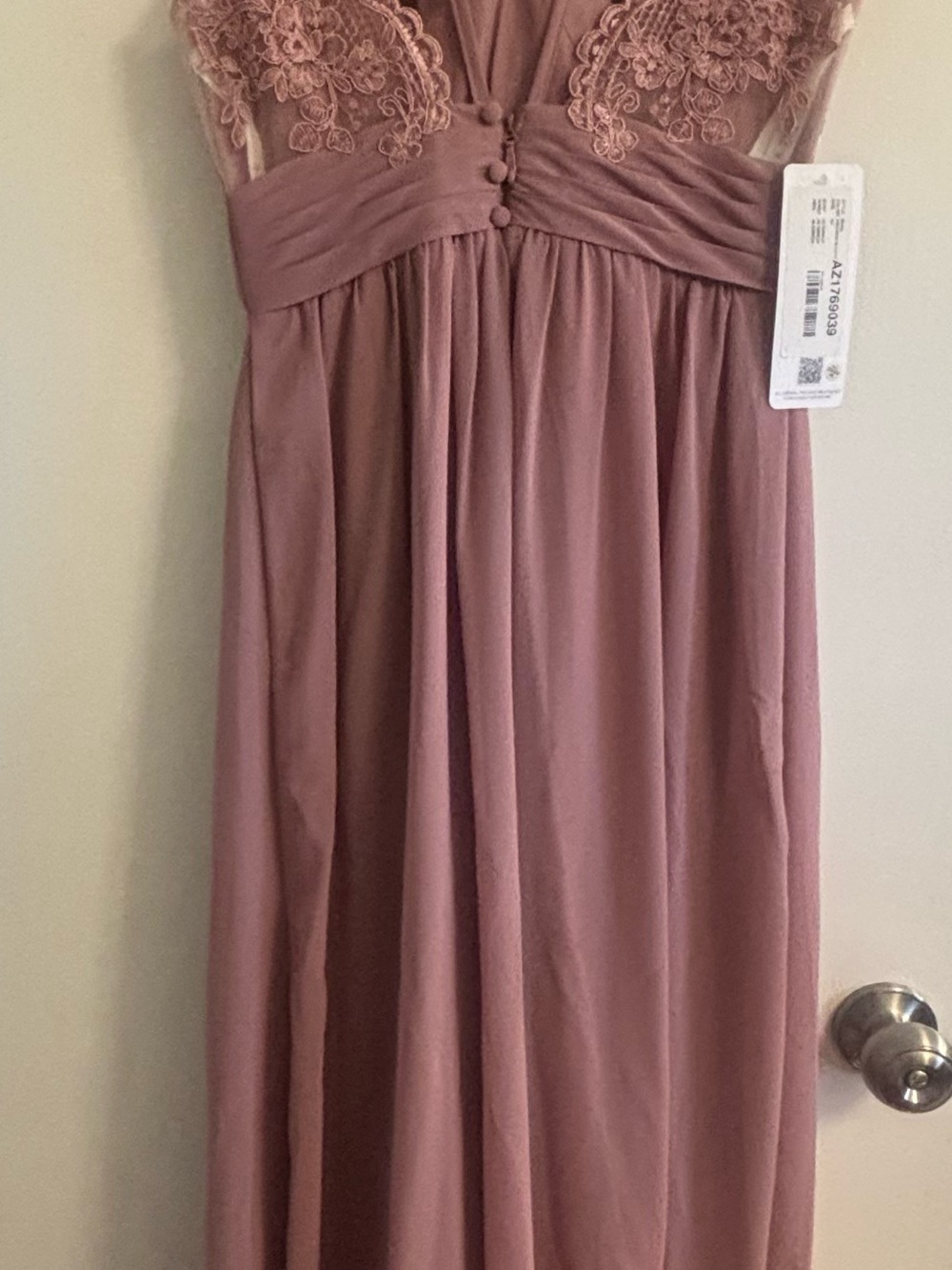 Azazie Vintage Mauve V-Neck Maxi Dress